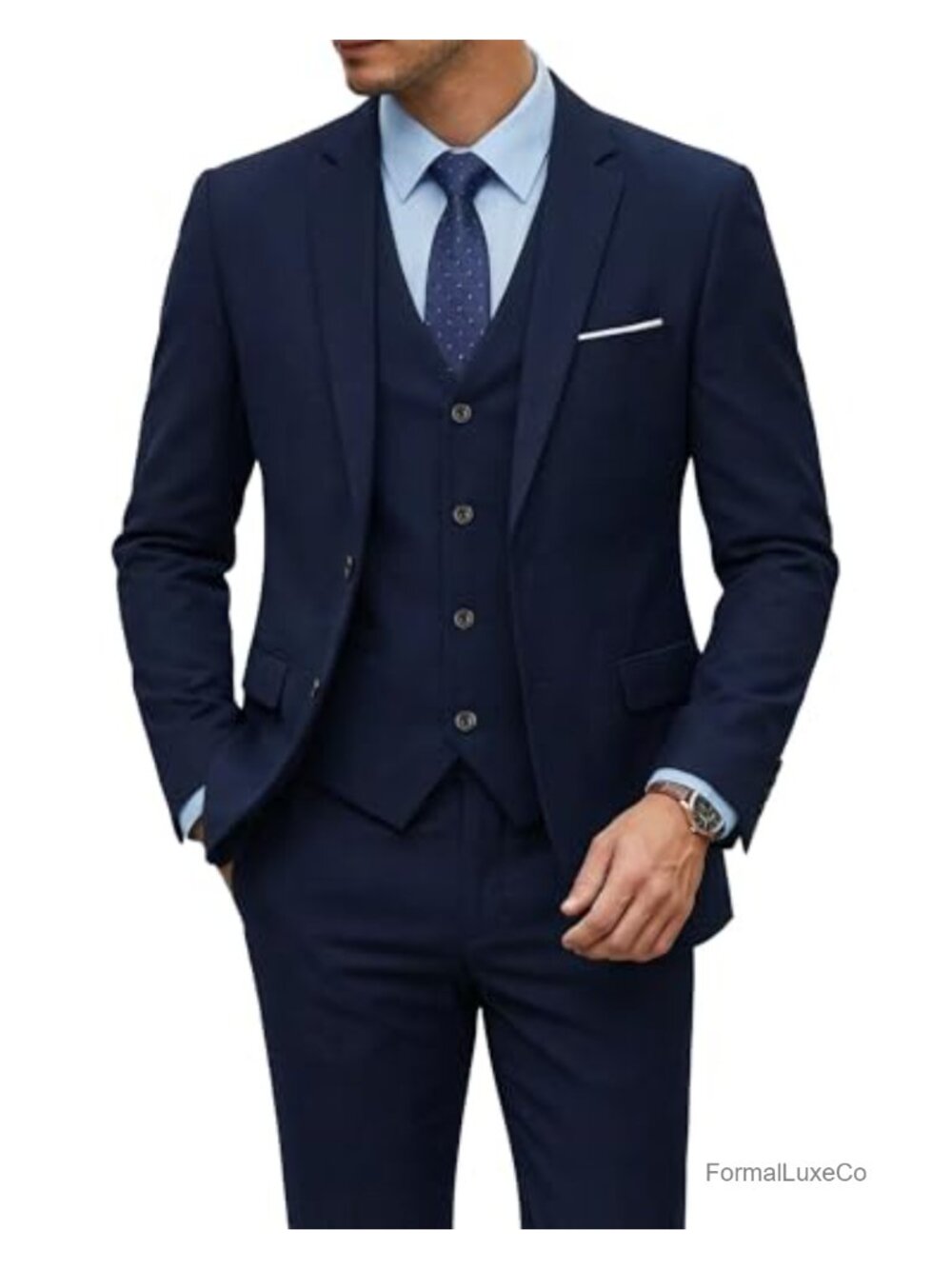 Men's 3 Piece Suit Set Slim Fit Jacket Vest Pants Tie